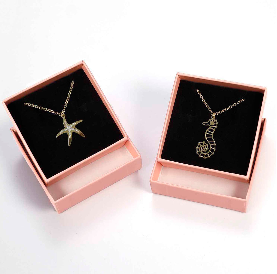 Ocean set gold Seahorse necklace plus Starfish bracelet