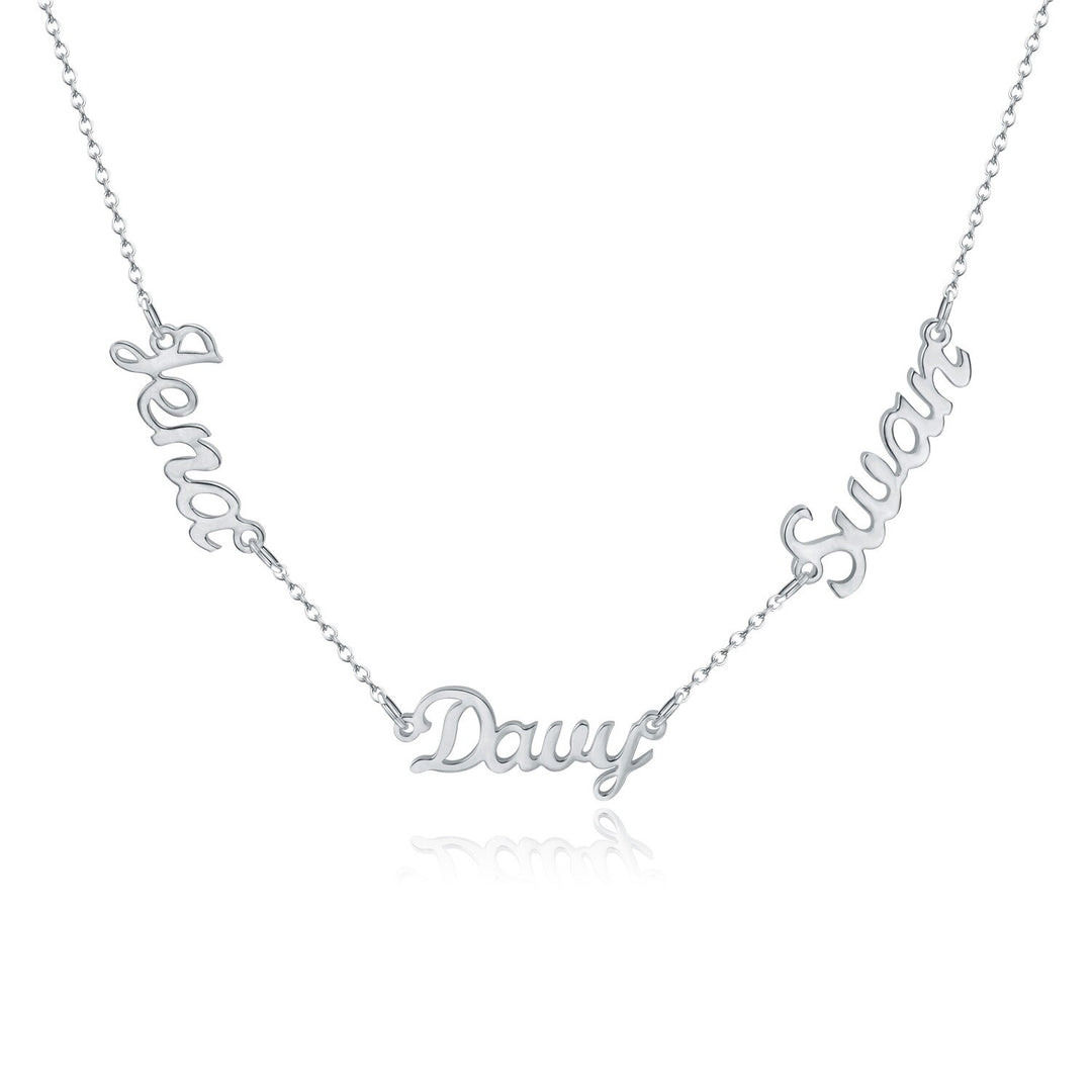 3 name necklace in silver