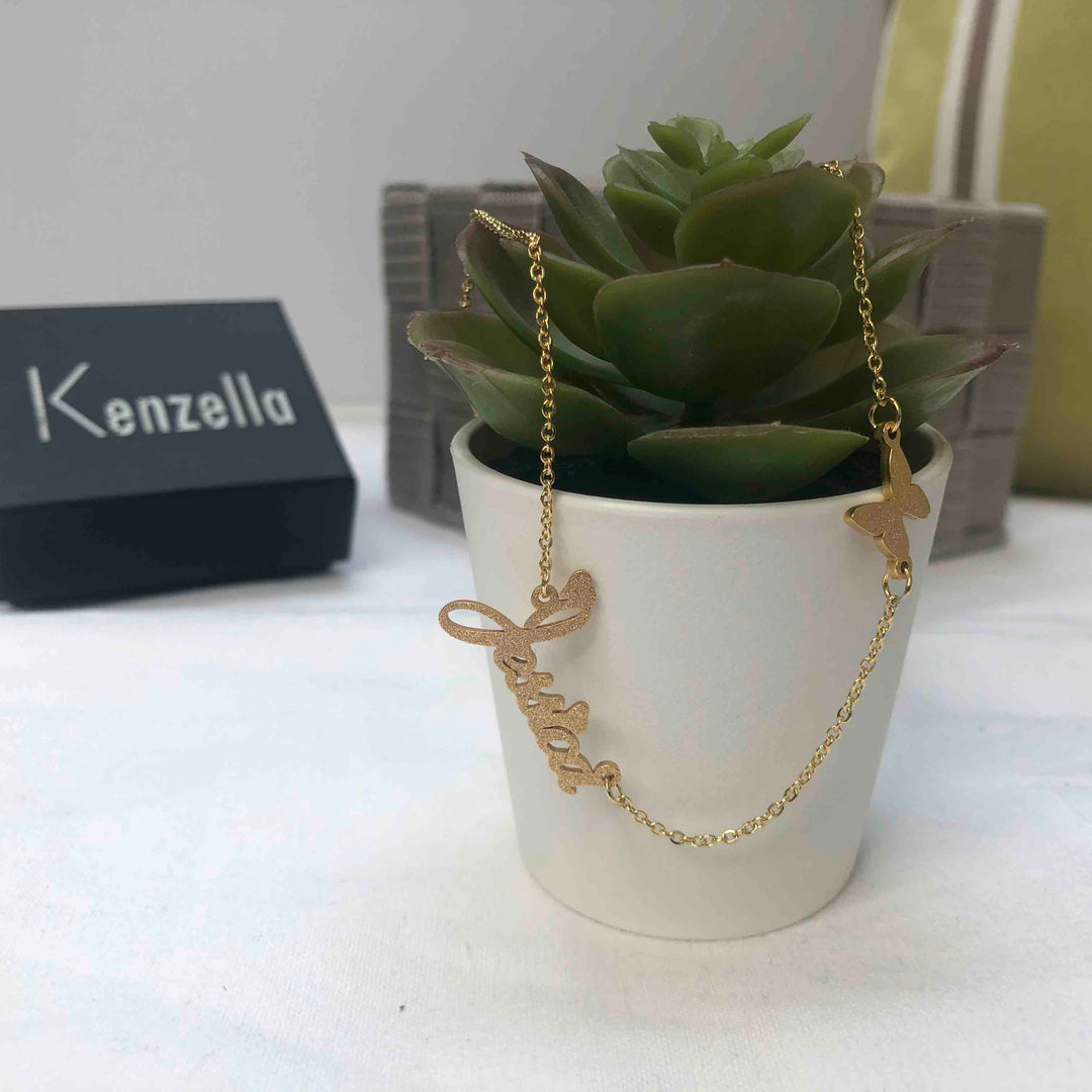 Frosted Butterlfy necklace | custom jewelry | Kenzella jewelry