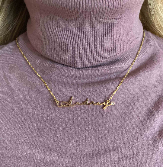 name necklace with diamond-Kenzella