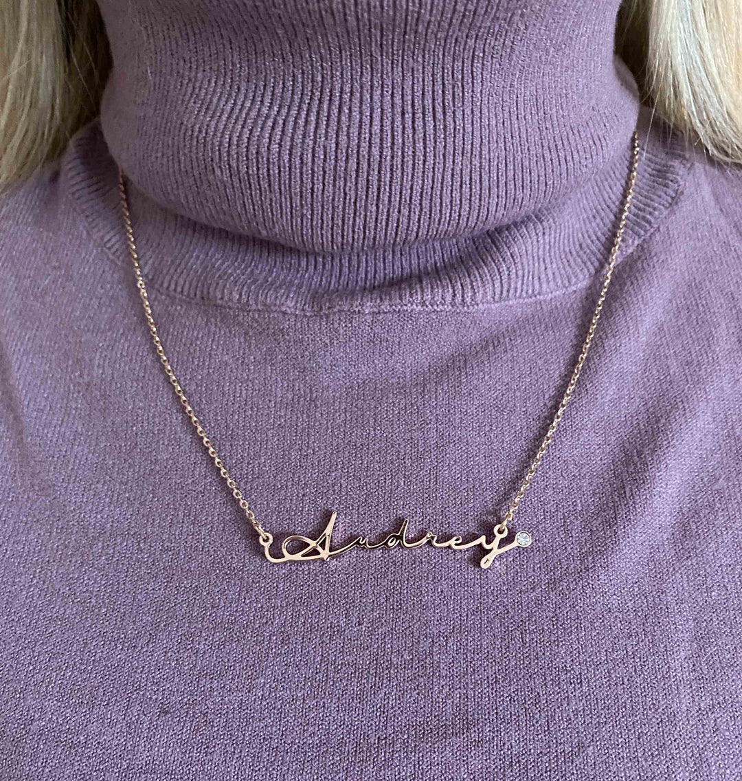 name necklace with diamond-Kenzella