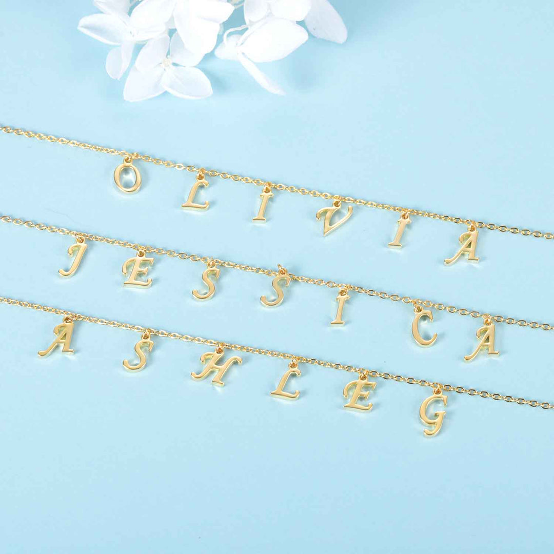 dangle letter name necklace - Kenzella