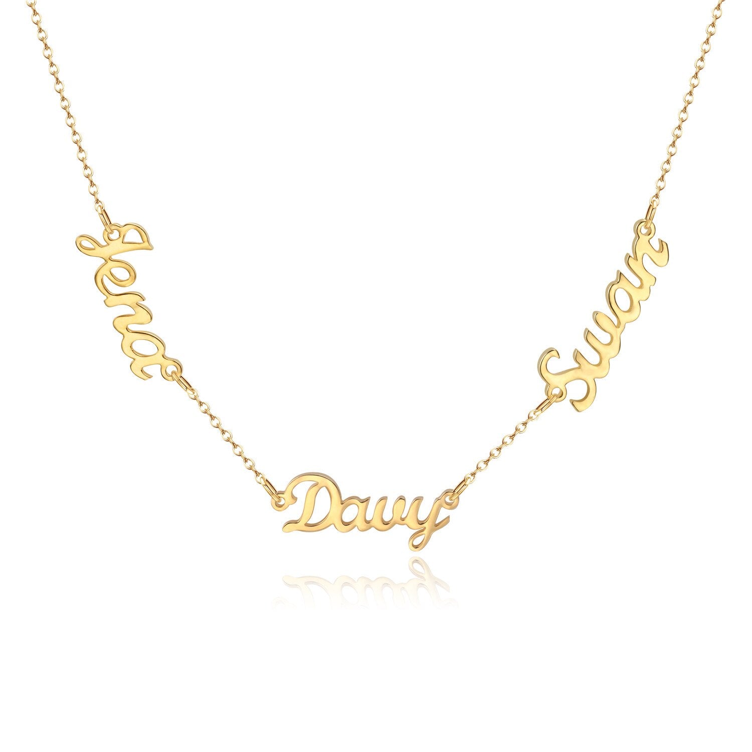 3 name neckalce in gold