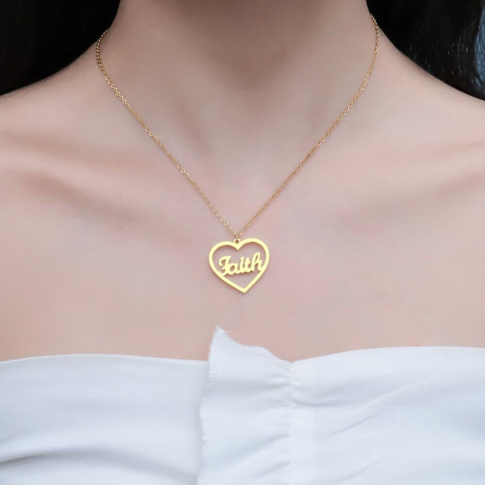 Heart name necklace | custom jewelry | Kenzella jewelry