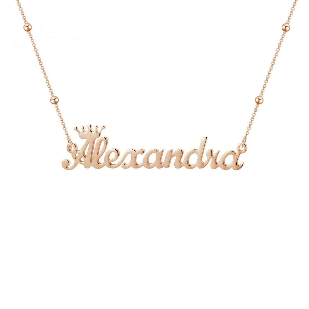 queen name necklace rose gold