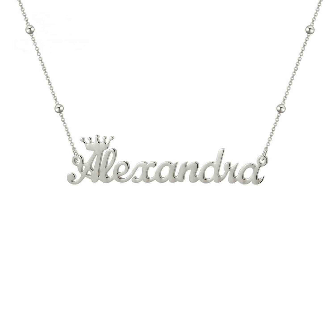 queen name necklace silver